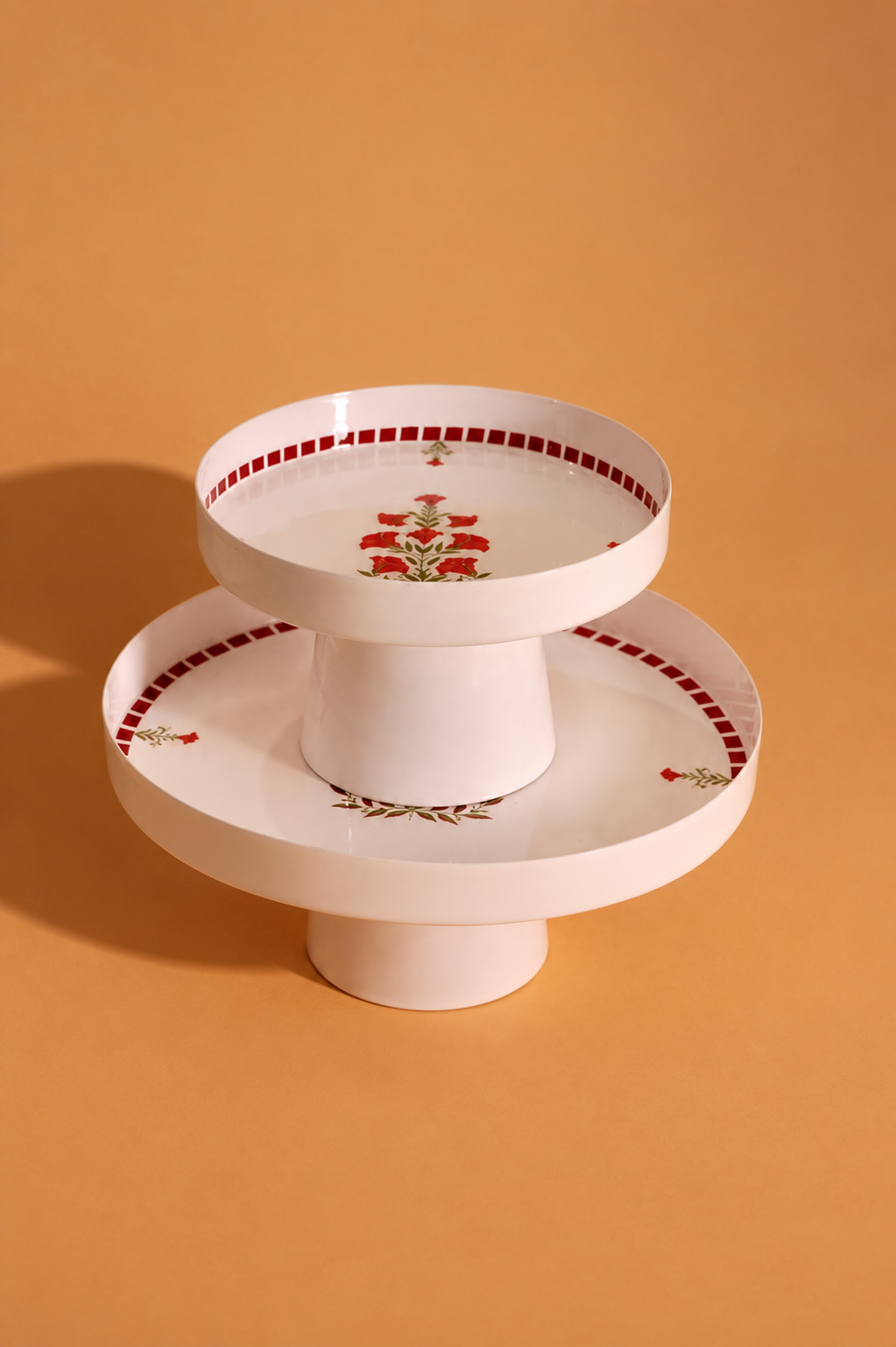 Set of 2 Botanical Print Cake Stands / Snack Servers