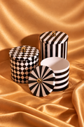 Set of 3 - Check & Stripe Black & White Jars