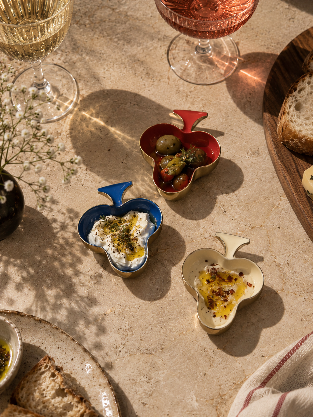 Set of 4 Poker-Shaped Diyas / Dip Bowls