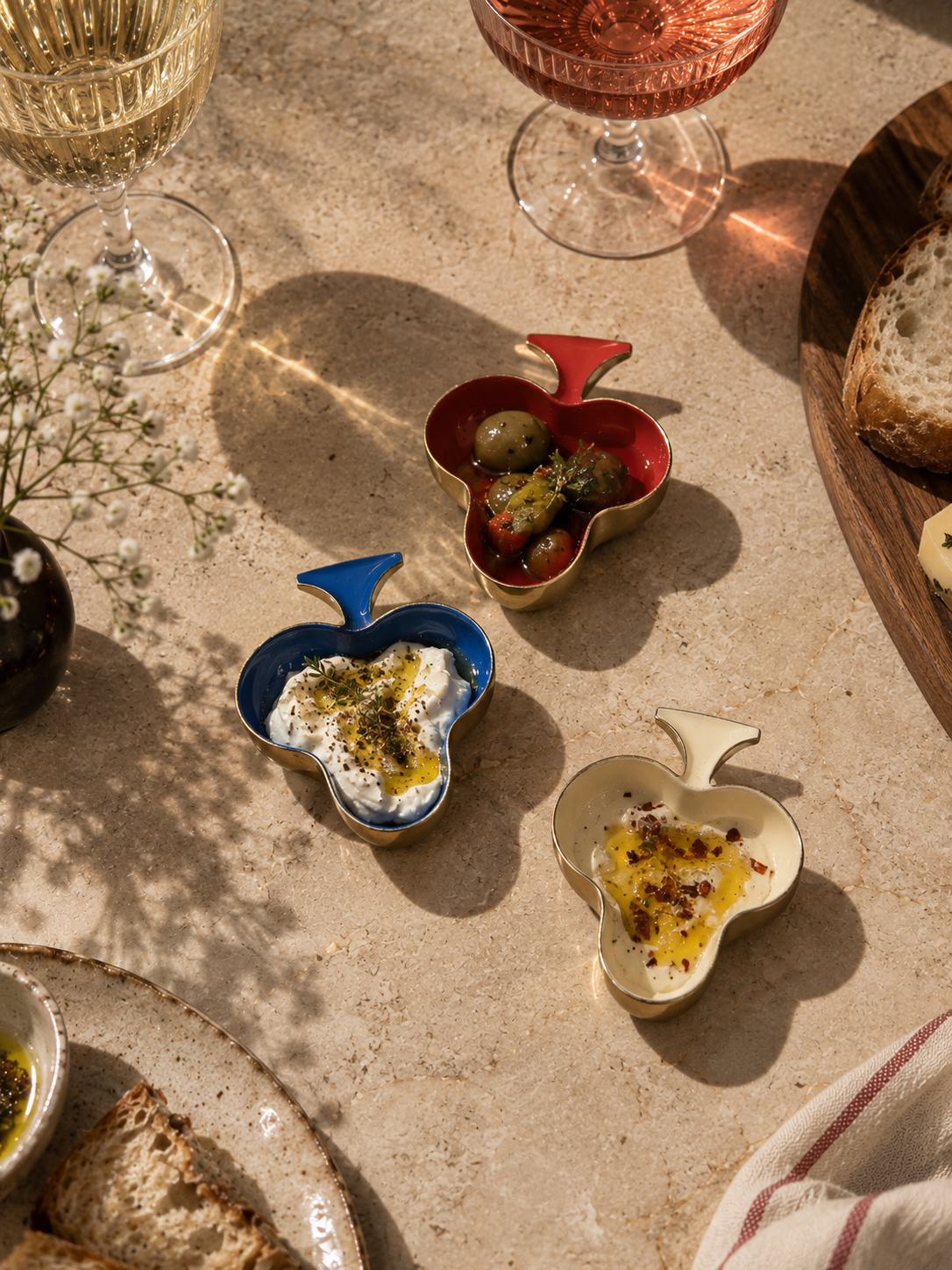 Set of 4 Poker-Shaped Diyas / Dip Bowls