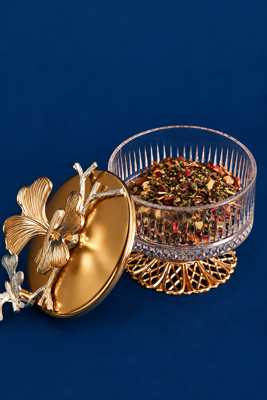 Glass and Metal Serving Bowl