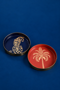Palm and Tiger Enamel Tray Set