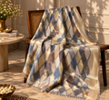 Blue, Taupe & Gold Zari Stole
